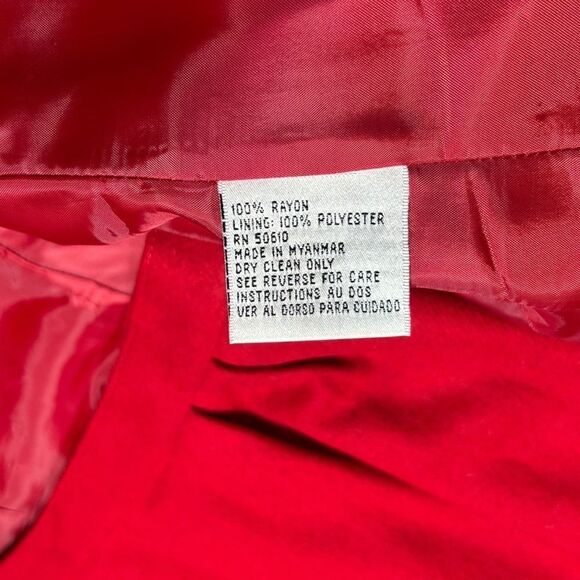 Le Suit Red Skirt Suit Set Matching Blazer Double Breasted Skirt with Pockets - Picture 5 of 16